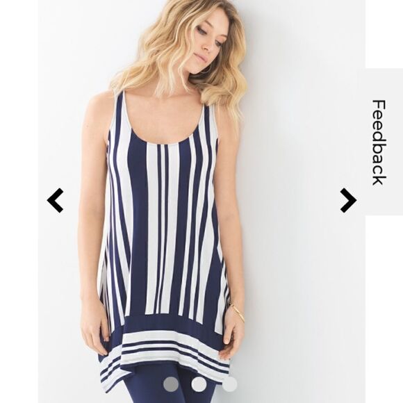 Soma Women's Soft Jersey Mixed Stripe Tunic Navy and White Size Small - Picture 4 of 4